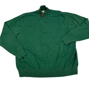 Men’s Duluth Trading Cotton 1/4 Zip Sweater Mock Neck Green Size XL